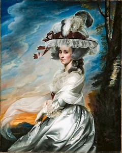 John Singleton Copley, »Mrs. Daniel Denison Rogers Abigail Bromfield«, um 1784. Das Ölgemälde zeigt Spuren der Aschewolke des ­isländischen Vulkans Laki, der 1783 ausbrach.