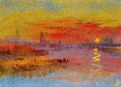 William Turner, »Scharlachroter Sonnenuntergang«, 1833. Der philippinische Vulkan Babuyan Claro war 1831 ausgebrochen; seine Aschewolken veränderten das Licht.