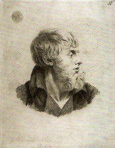 Caspar David Friedrich, Selbstbildnis, vor 1810,  schwarze Kreide, 22,5 x 18 cm