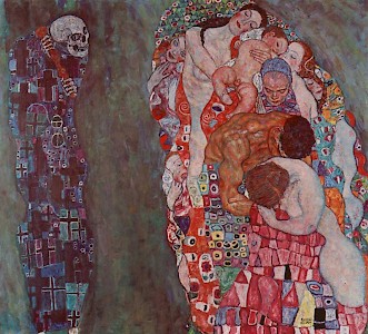 Gustav Klimt Tod und Leben,  Öl auf Leinwand, Größe 178 cm × 198 cm