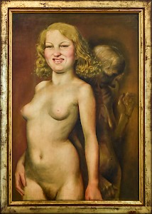 Vanitas, 1932, Mischtechnik auf Holz, 100,4 x 70,3 cm,  Zeppelin Museum Friedrichshafen,  Leihgabe der Kulturstiftung der ZF Passau GmbH